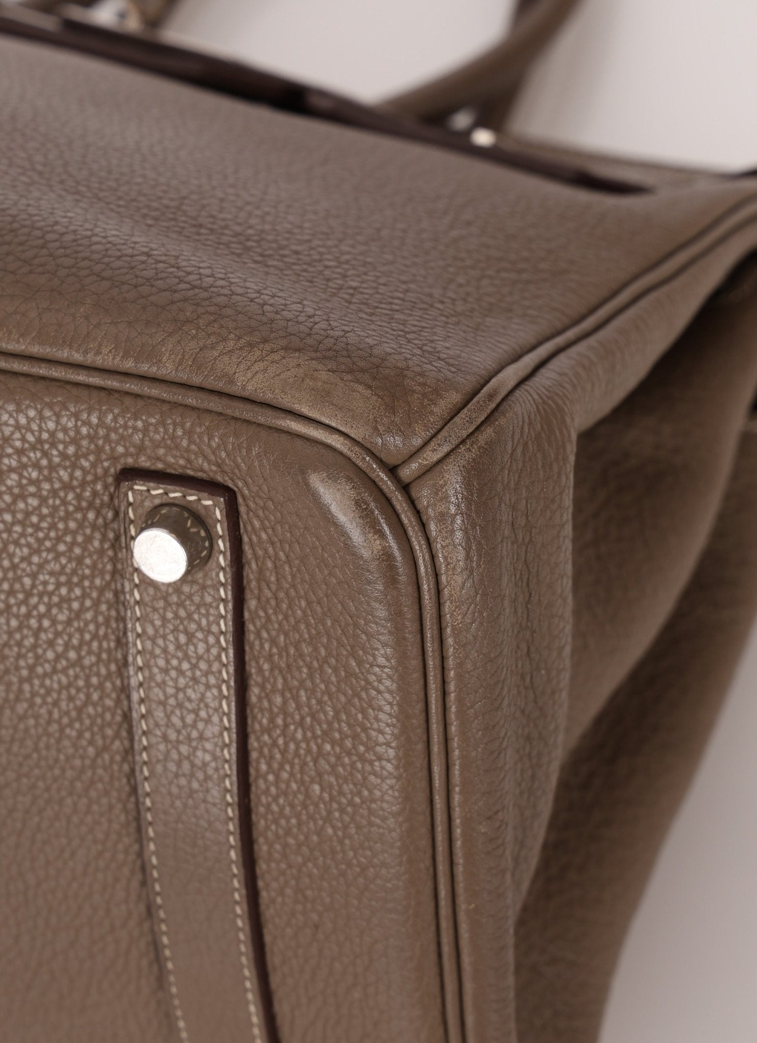 Hermès 2008 Etoupe Clemence Retourne Birkin 35 - FashioNica