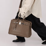 Hermès 2008 Etoupe Clemence Retourne Birkin 35 - FashioNica