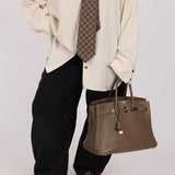 Hermès 2008 Etoupe Clemence Retourne Birkin 35 - FashioNica