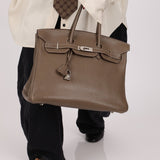 Hermès 2008 Etoupe Clemence Retourne Birkin 35 - FashioNica