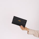 Hermès 2020 Noir Epsom Kelly To Go Wallet with Strap GHW - FashioNica