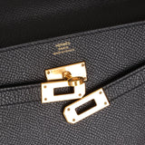 Hermès 2020 Noir Epsom Kelly To Go Wallet with Strap GHW - FashioNica
