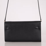 Hermès 2020 Noir Epsom Kelly To Go Wallet with Strap GHW - FashioNica