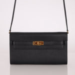 Hermès 2020 Noir Epsom Kelly To Go Wallet with Strap GHW - FashioNica