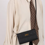 Hermès 2020 Noir Epsom Kelly To Go Wallet with Strap GHW - FashioNica