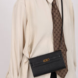 Hermès 2020 Noir Epsom Kelly To Go Wallet with Strap GHW - FashioNica