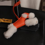 Hermès 2022 Milo Lambskin and Shearling Buddy Bag Charm - FashioNica