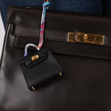 Hermès 2022 Noir Tadelakt Micro Kelly Twilly - FashioNica
