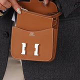 Hermès Gold Epsom Constance Slim Wallet w/ Custom Strap PHW - FashioNica