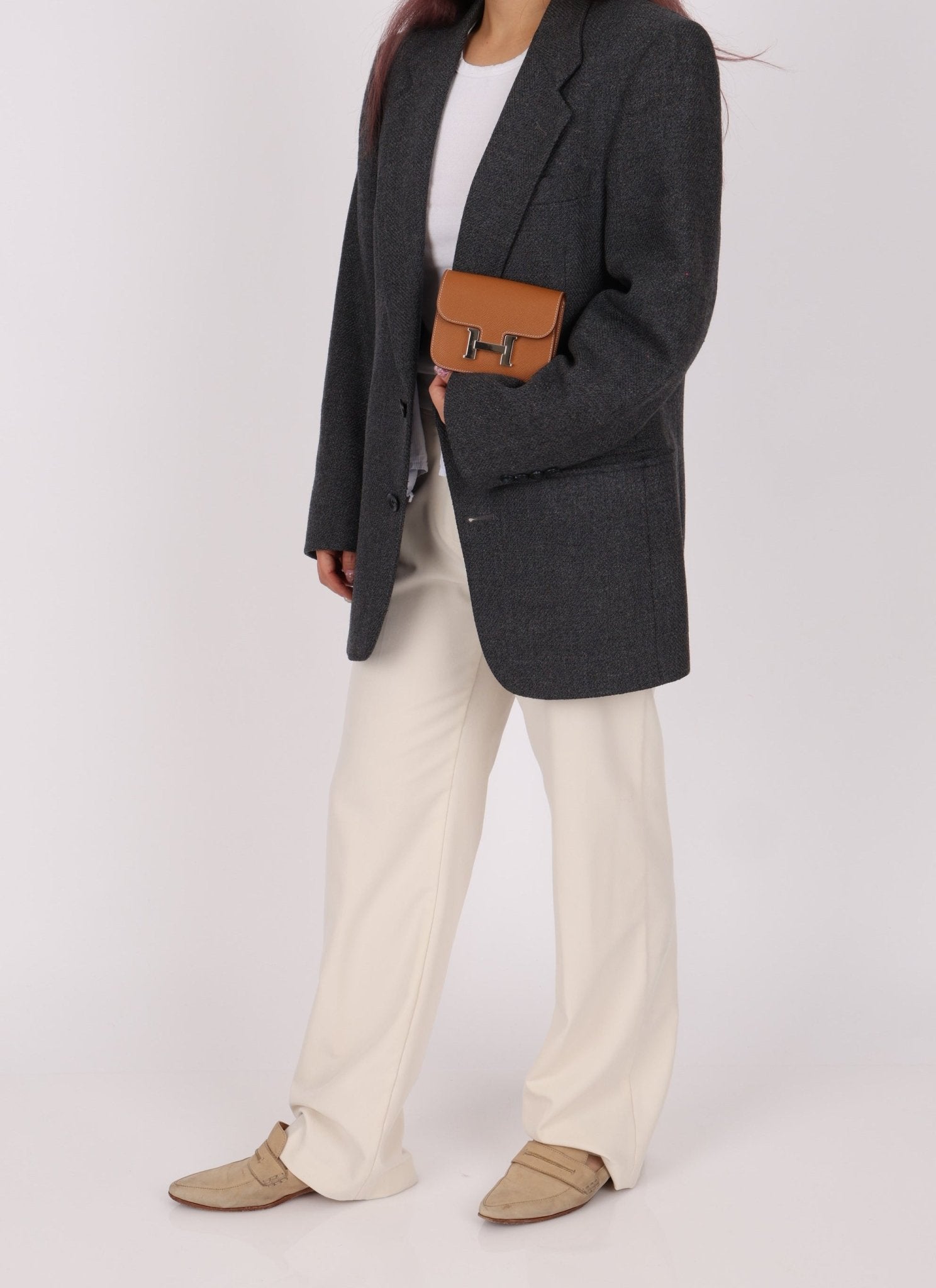 Hermès Gold Epsom Constance Slim Wallet w/ Custom Strap PHW - FashioNica