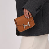 Hermès Gold Epsom Constance Slim Wallet w/ Custom Strap PHW - FashioNica