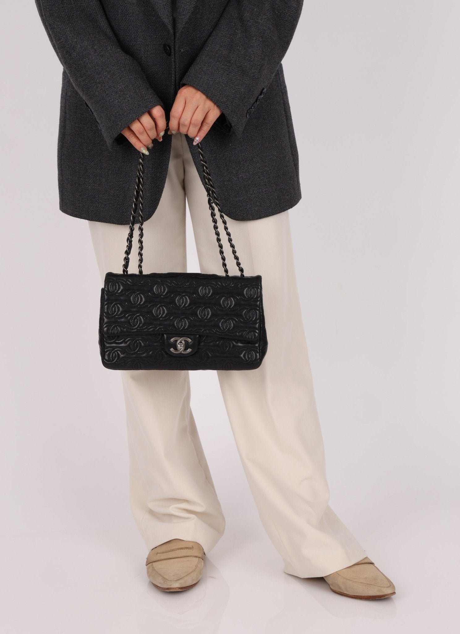 Limited Edition Chanel 2014 Calfskin CC Stitched Medium Single Flap - FashioNica