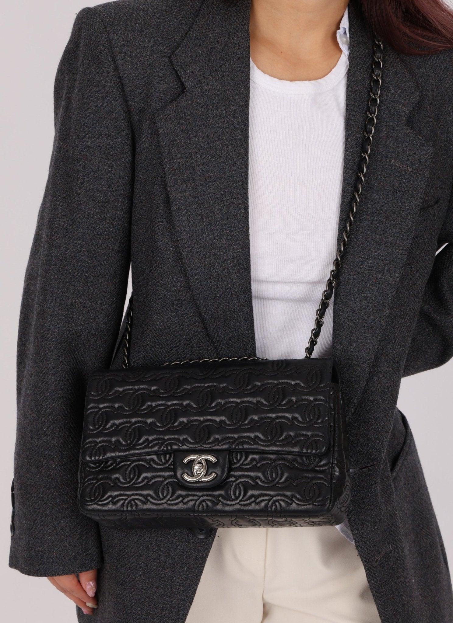 Limited Edition Chanel 2014 Calfskin CC Stitched Medium Single Flap - FashioNica