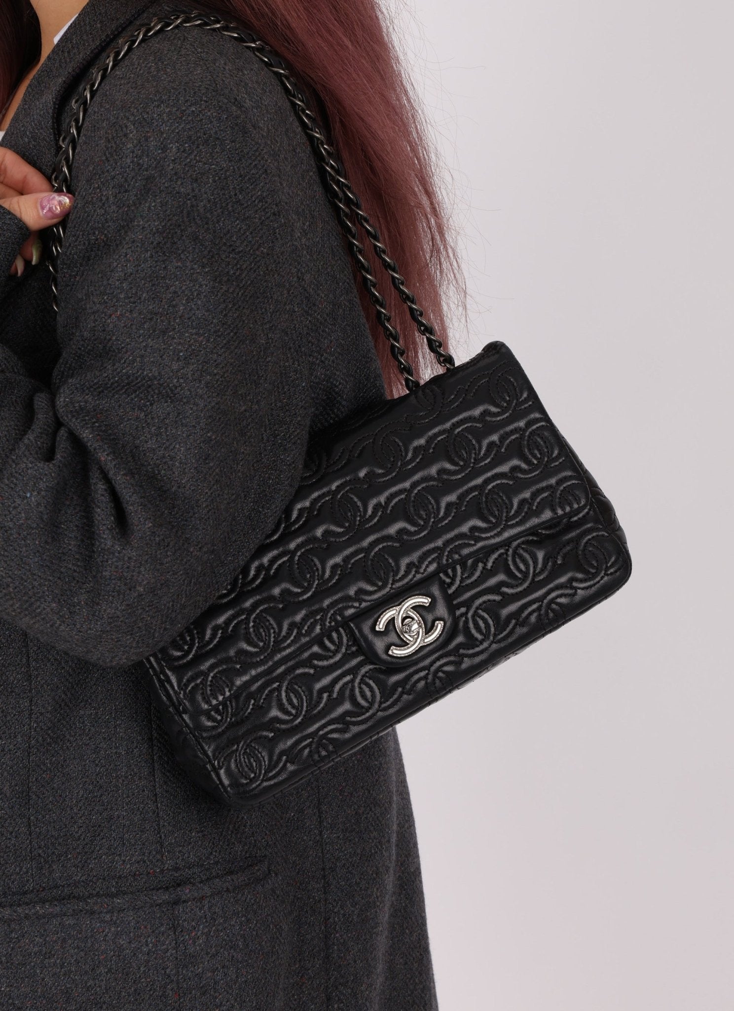 Limited Edition Chanel 2014 Calfskin CC Stitched Medium Single Flap - FashioNica