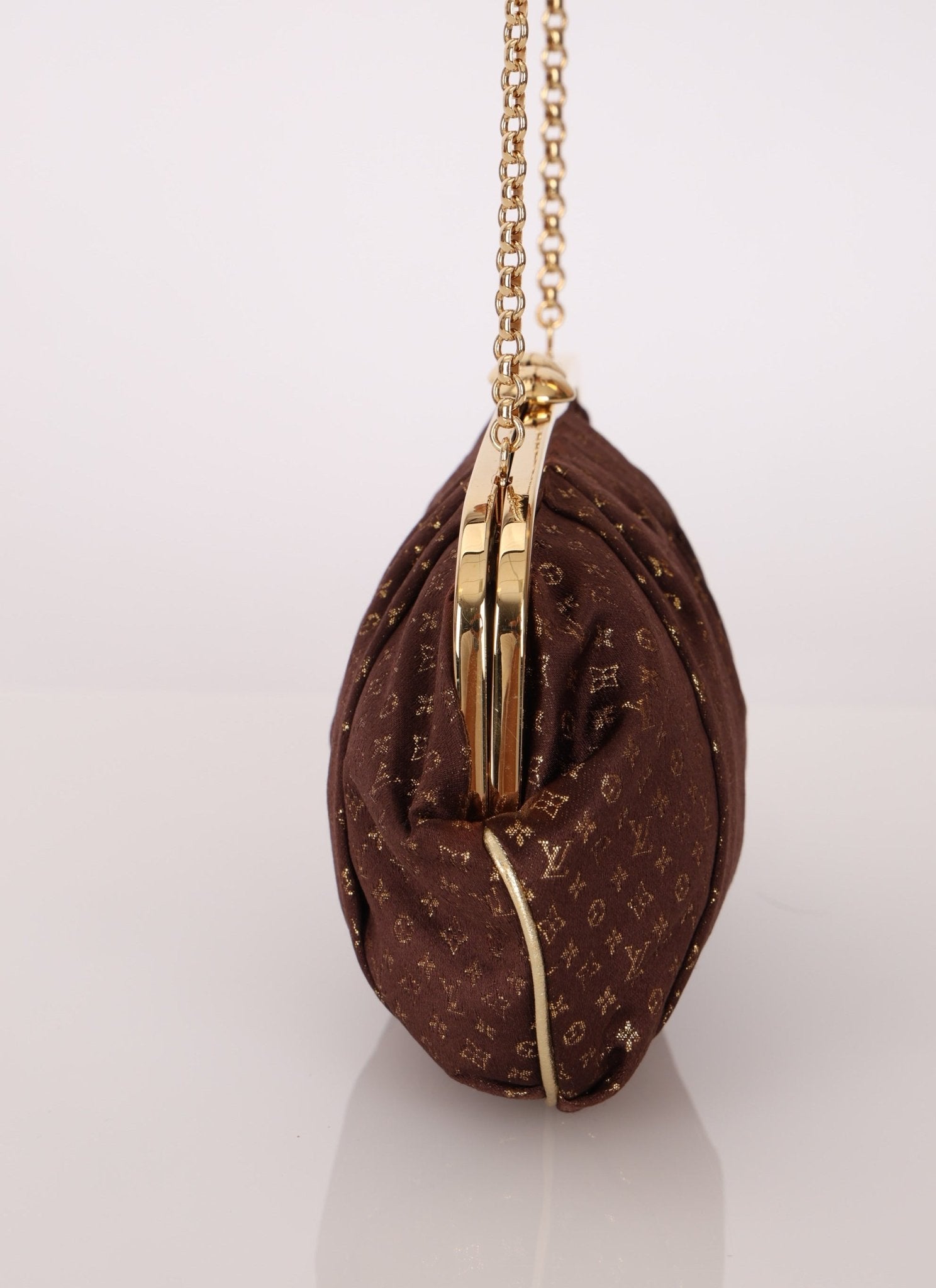 Limited Edition Louis Vuitton Satin Aumônière Clutch on Chain - FashioNica