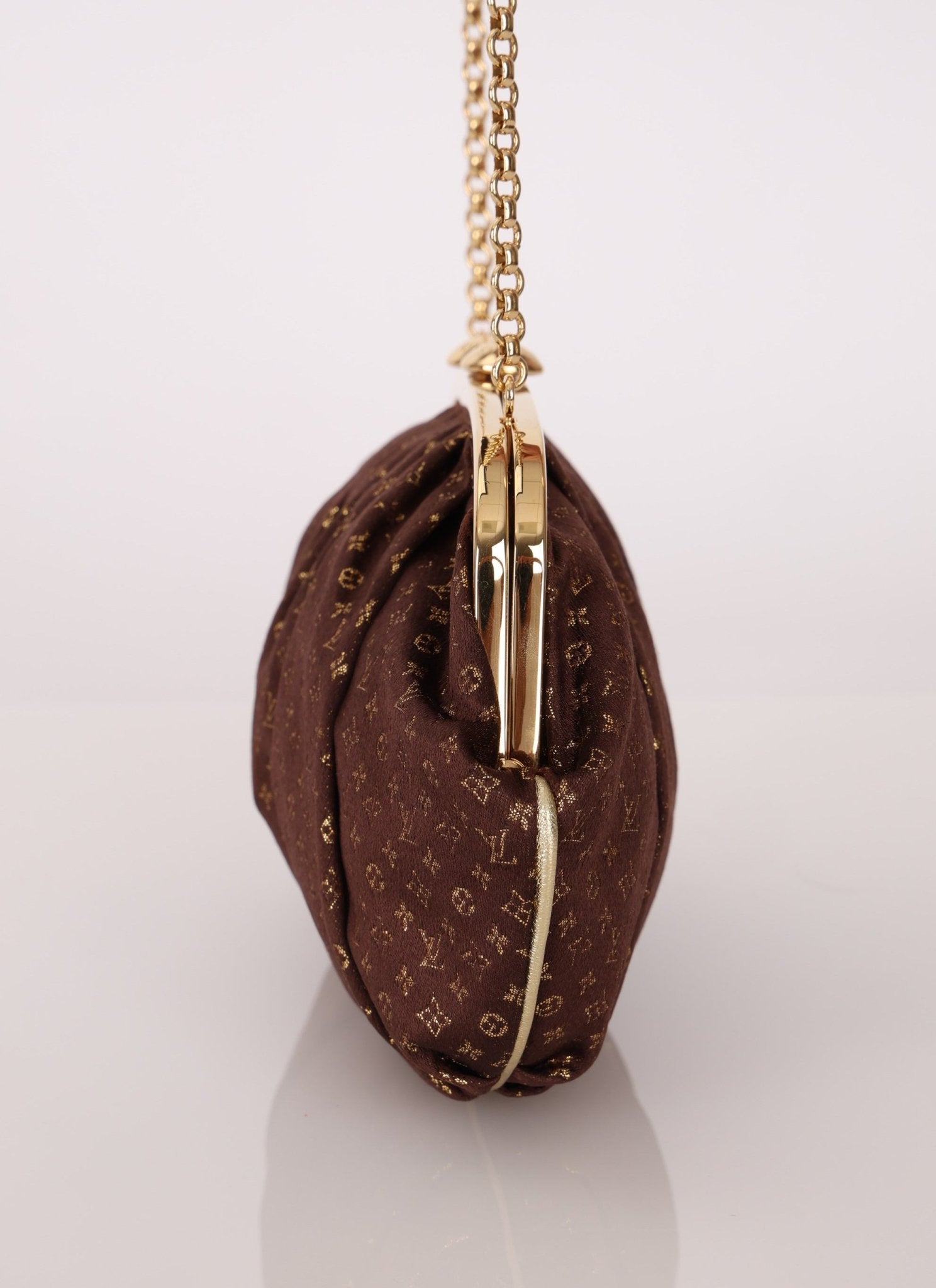 Limited Edition Louis Vuitton Satin Aumônière Clutch on Chain - FashioNica