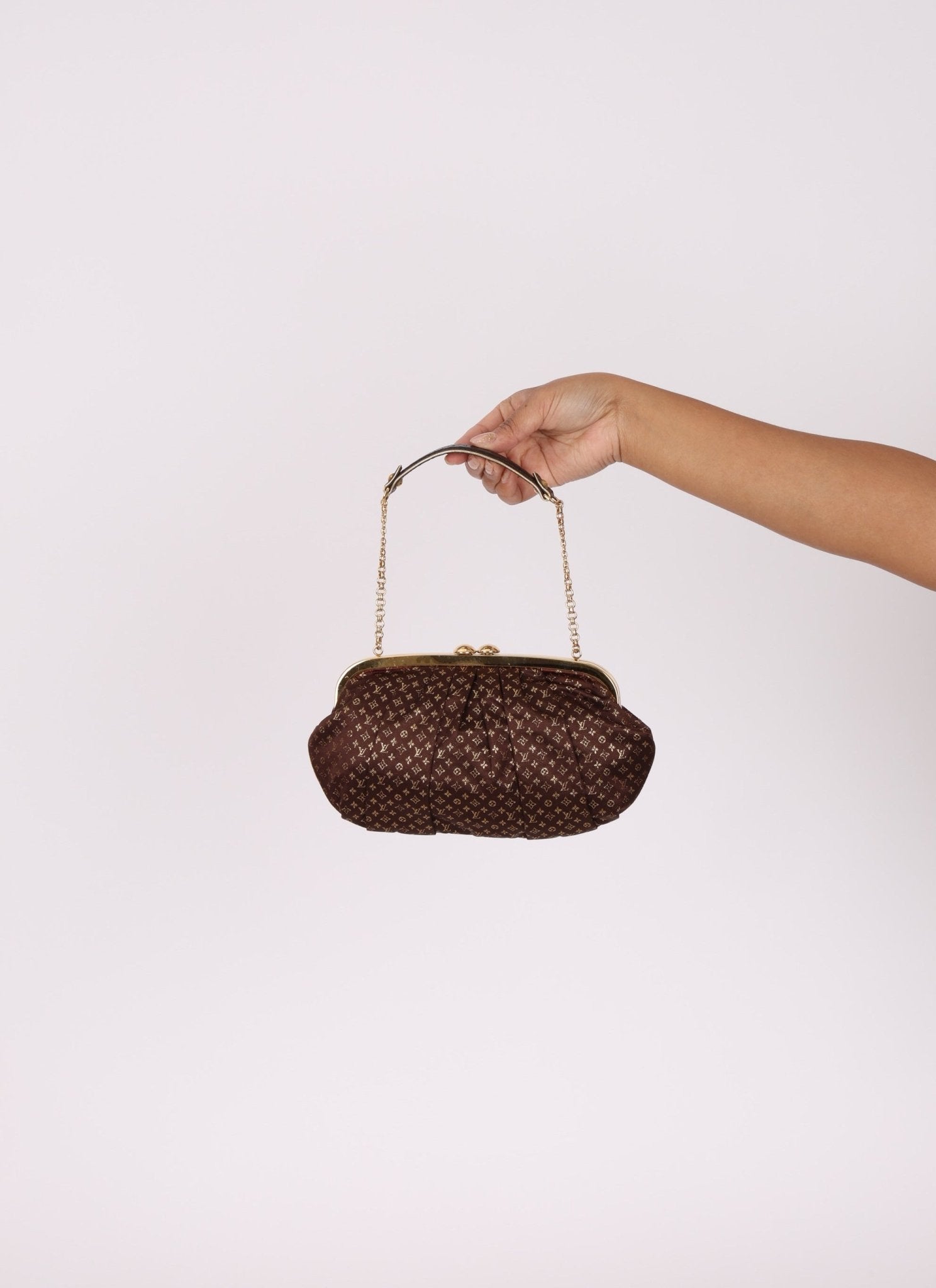 Limited Edition Louis Vuitton Satin Aumônière Clutch on Chain - FashioNica