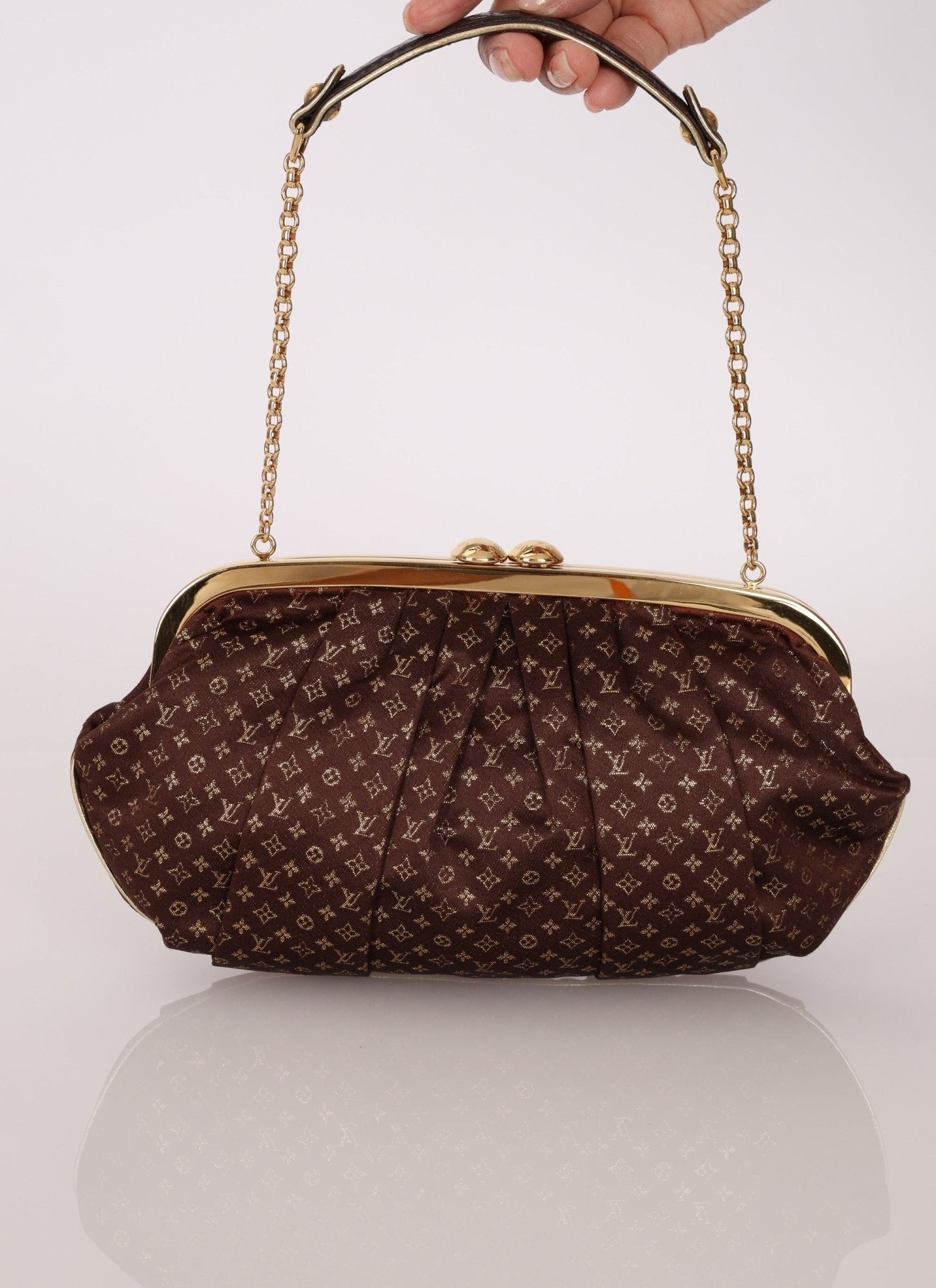 Limited Edition Louis Vuitton Satin Aumônière Clutch on Chain - FashioNica