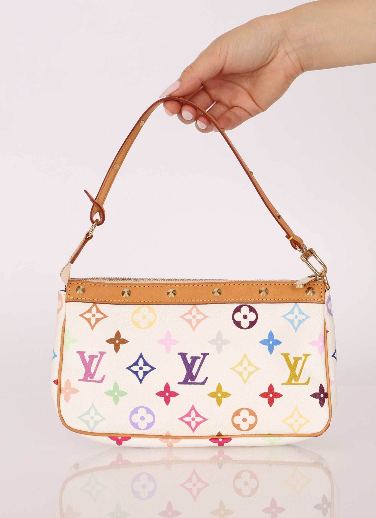 Limited Edition Louis Vuitton x Takashi Murakami Blanc Multicolor Pochette - FashioNica