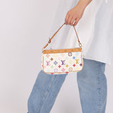 Limited Edition Louis Vuitton x Takashi Murakami Blanc Multicolor Pochette - FashioNica