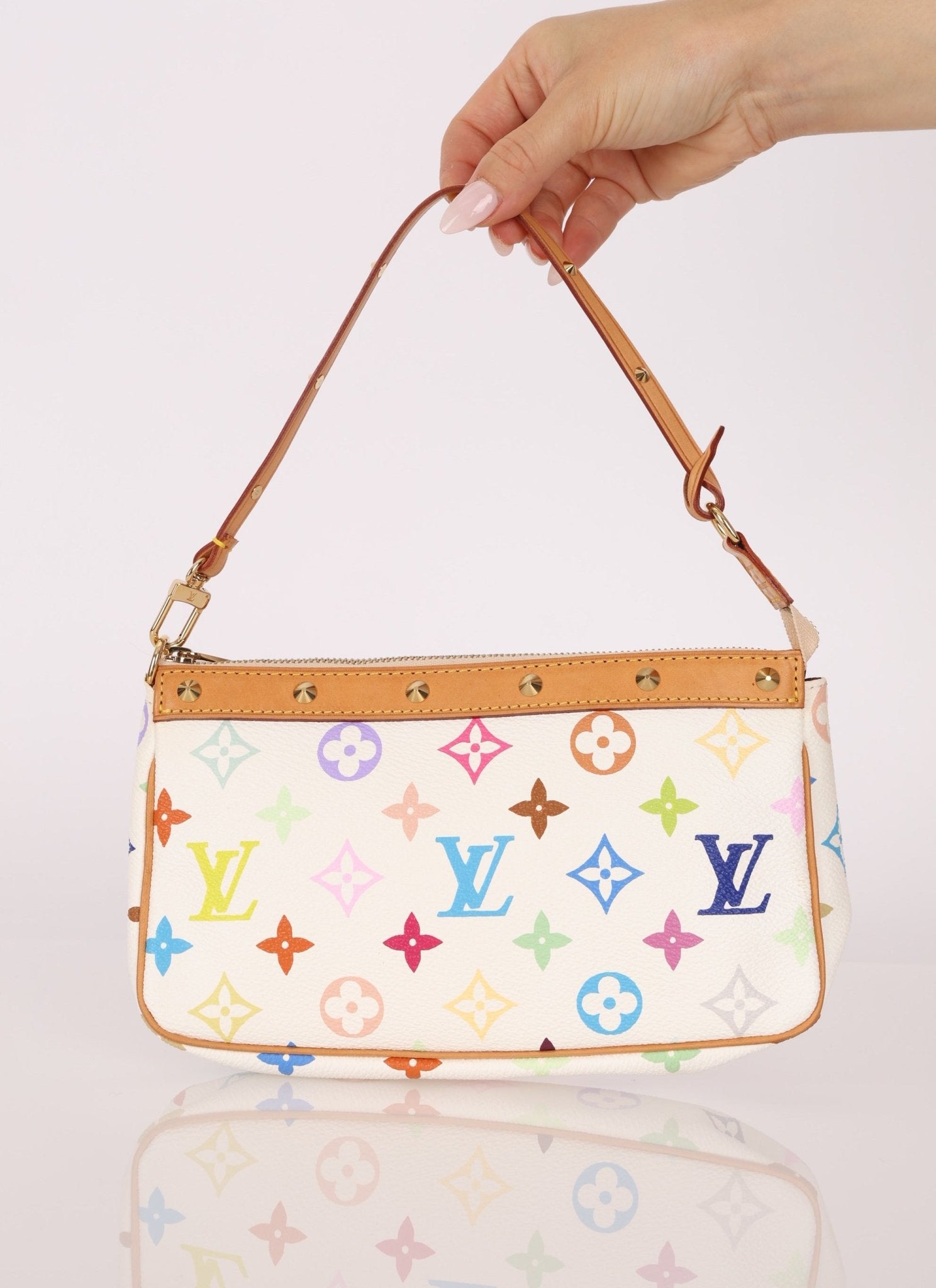 Limited Edition Louis Vuitton x Takashi Murakami Blanc Multicolor Pochette - FashioNica
