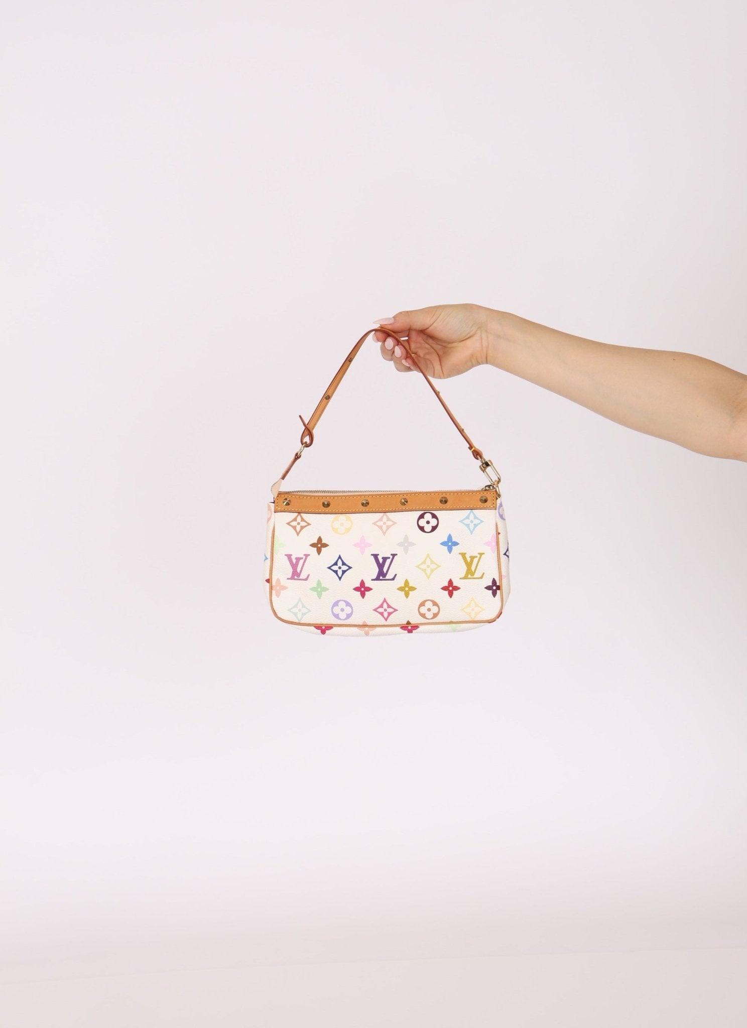 Limited Edition Louis Vuitton x Takashi Murakami Blanc Multicolor Pochette - FashioNica