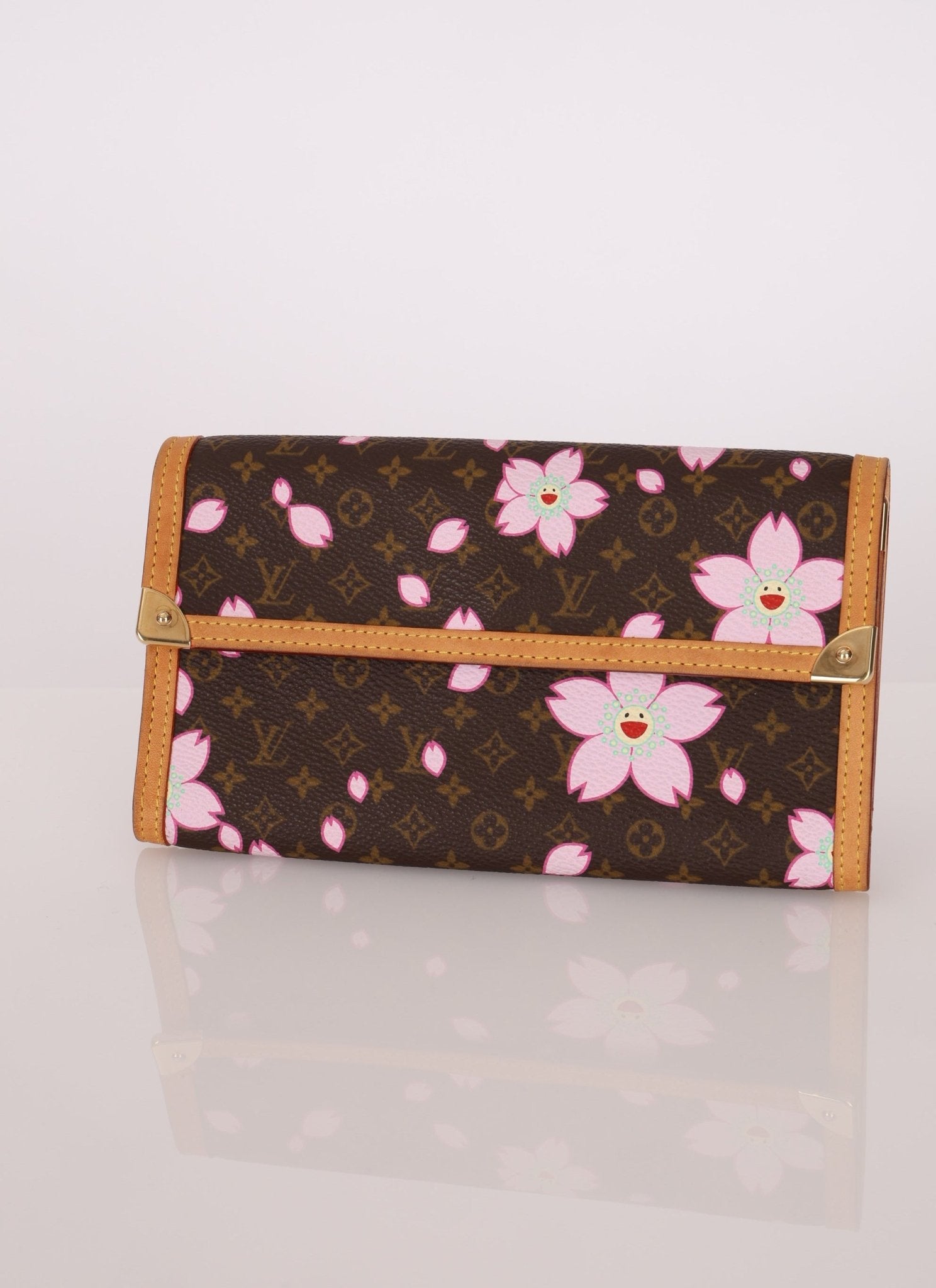 Limited Edition Louis Vuitton x Takashi Murakami Cherry Blossom Wallet w Chain - FashioNica