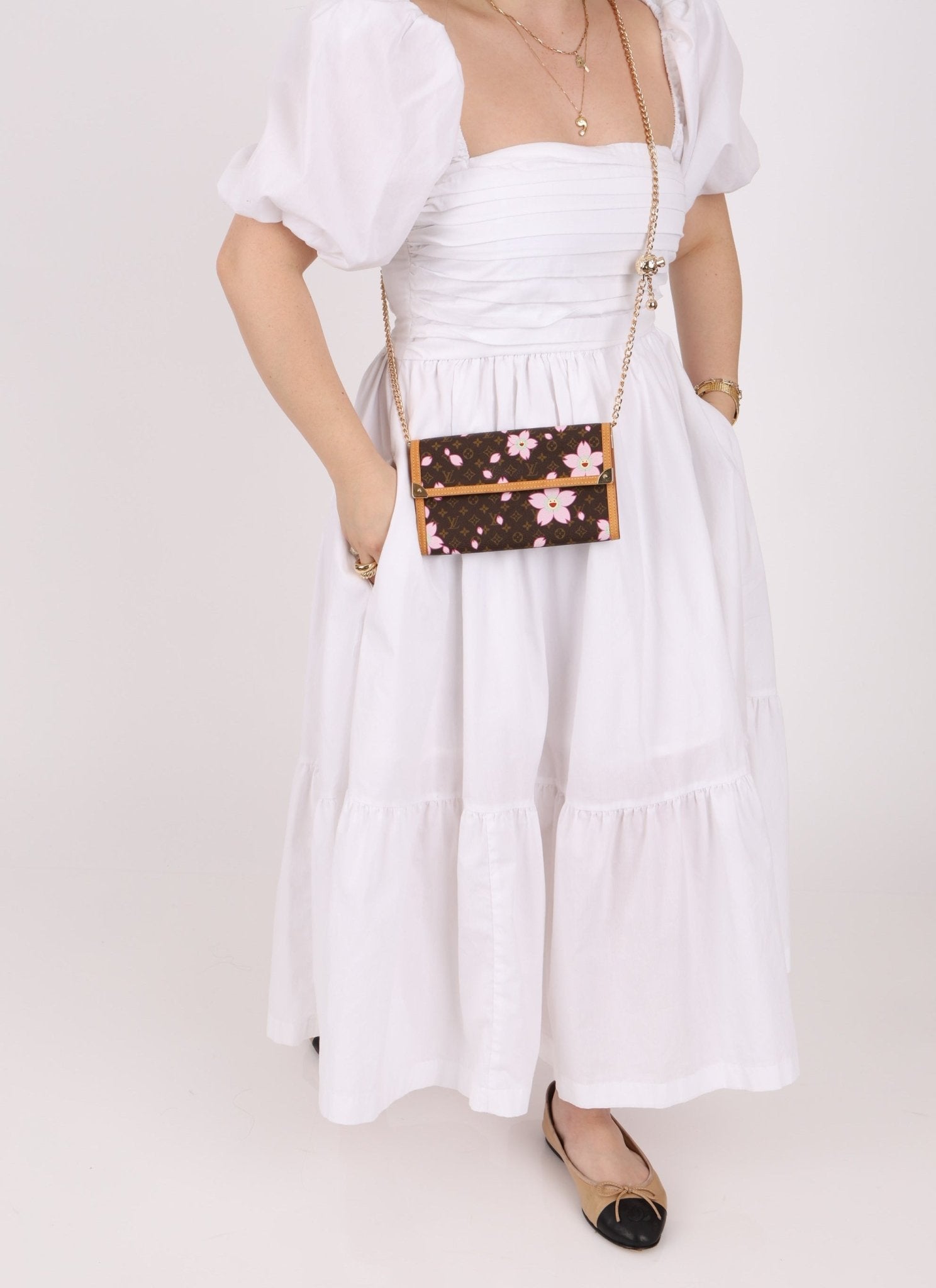 Limited Edition Louis Vuitton x Takashi Murakami Cherry Blossom Wallet w Chain - FashioNica