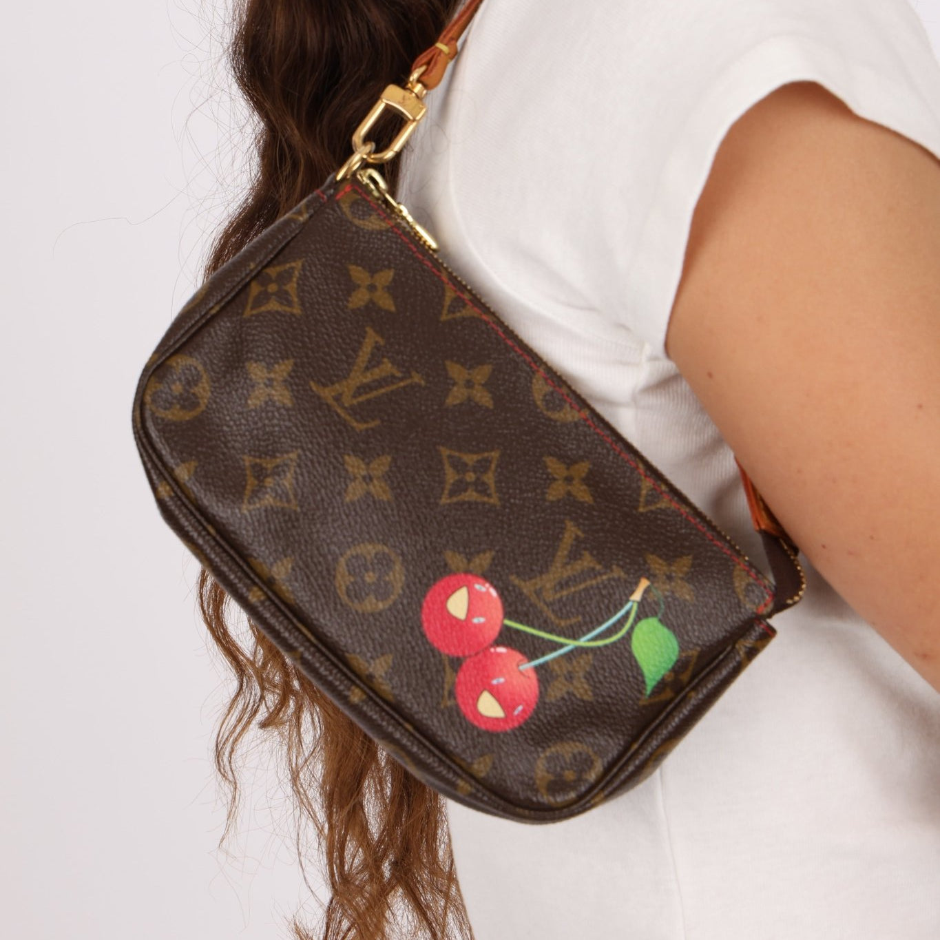 Limited Edition Louis Vuitton x Takashi Murakami Monogram Cherry Mini Pochette - FashioNica