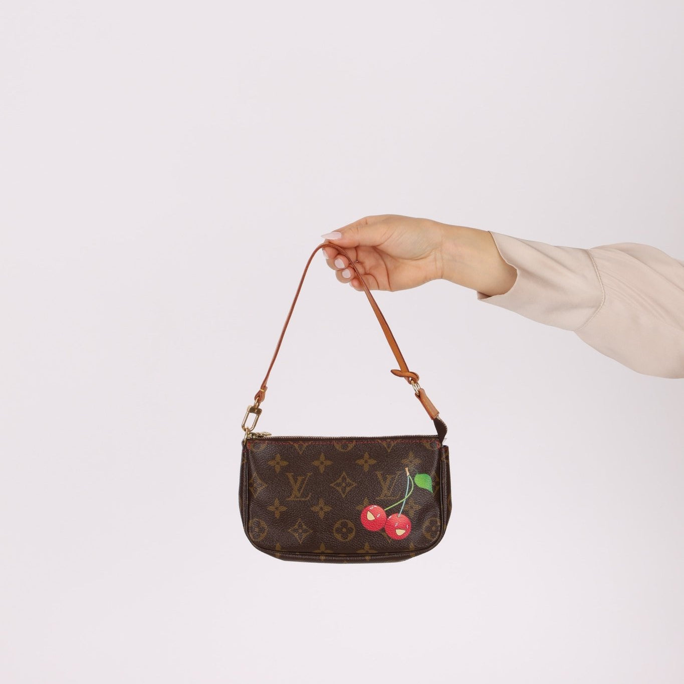 Limited Edition Louis Vuitton x Takashi Murakami Monogram Cherry Mini Pochette - FashioNica