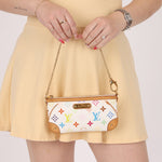 Limited Edition Louis Vuitton x Takashi Murakami Monogram Multicolor Blanc Milla Pochette MM - FashioNica