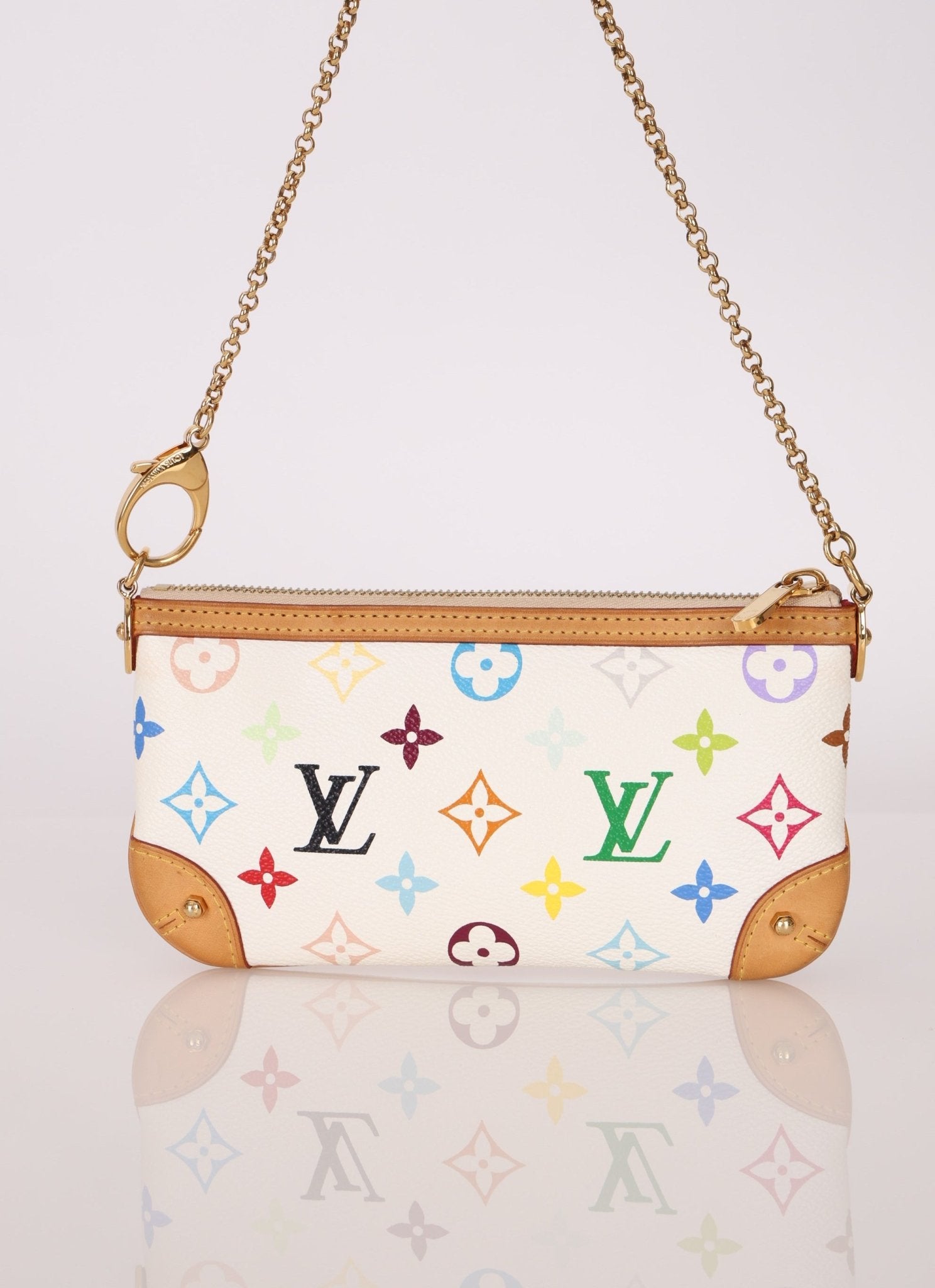 Limited Edition Louis Vuitton x Takashi Murakami Monogram Multicolor Blanc Milla Pochette MM - FashioNica