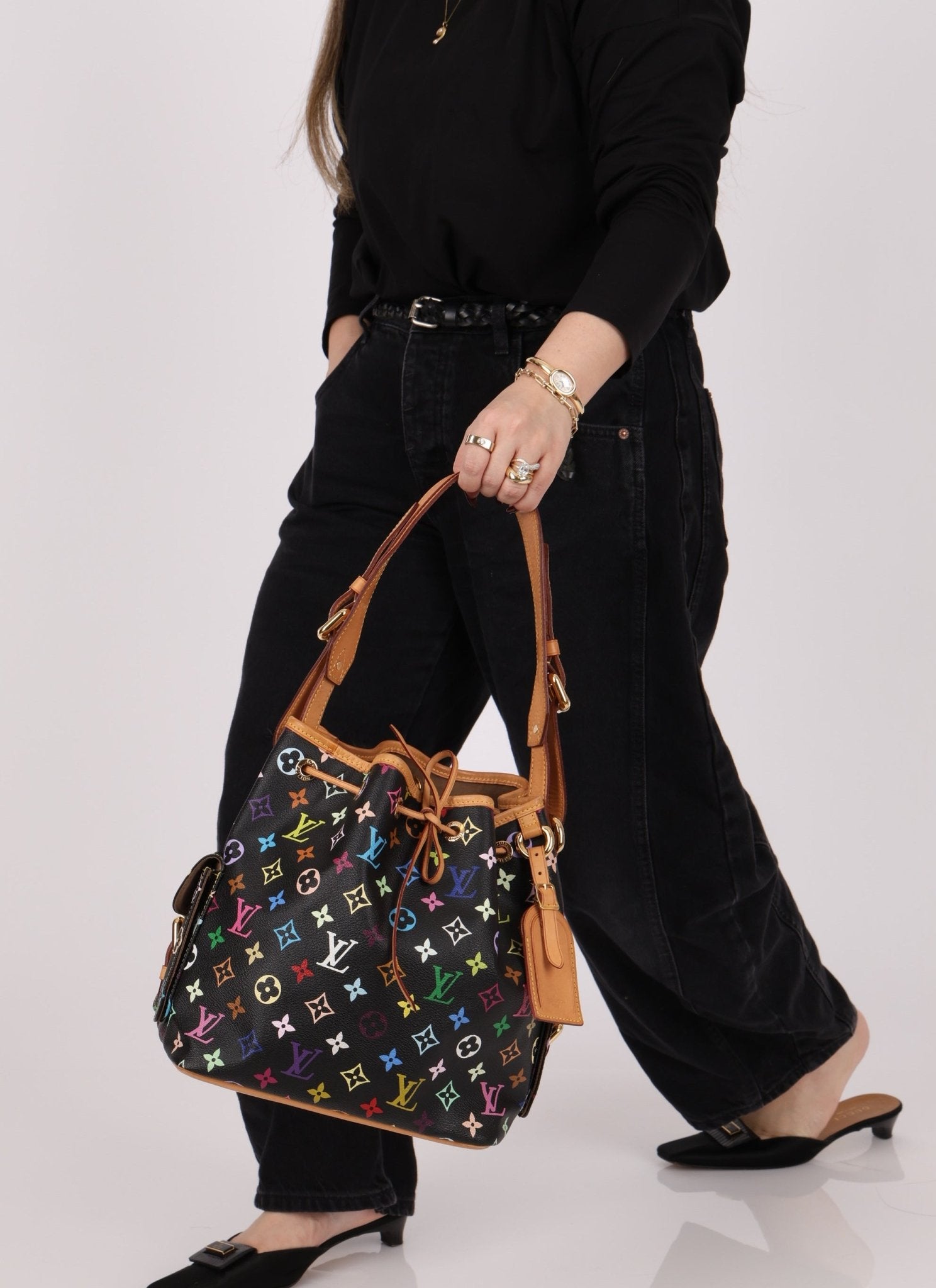 Limited Edition Louis Vuitton x Takashi Murakami Monogram Multicolor Noir Petit Noe - FashioNica