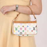 Limited Edition Louis Vuitton x Takashi Murakami Multicolor Blanc Pochette - FashioNica