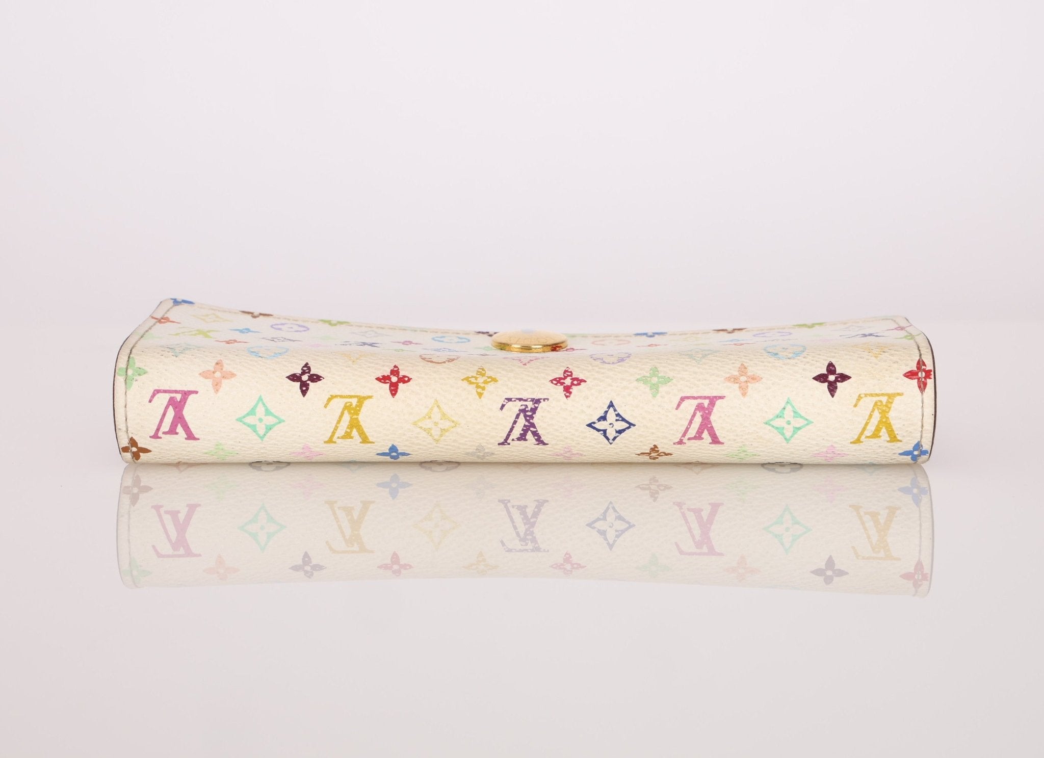 Limited Edition Louis Vuitton x Takashi Murakami Multicolor Blanc Sarah Wallet - FashioNica