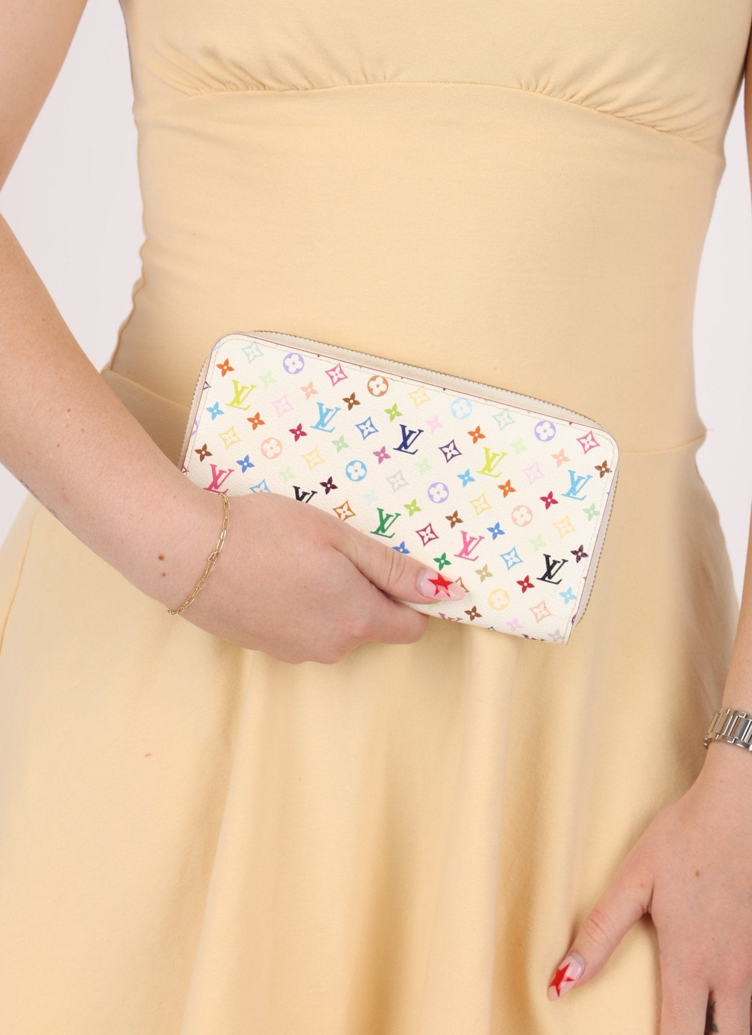 Limited Edition Louis Vuitton x Takashi Murakami Multicolor Blanc Zippy Wallet - FashioNica