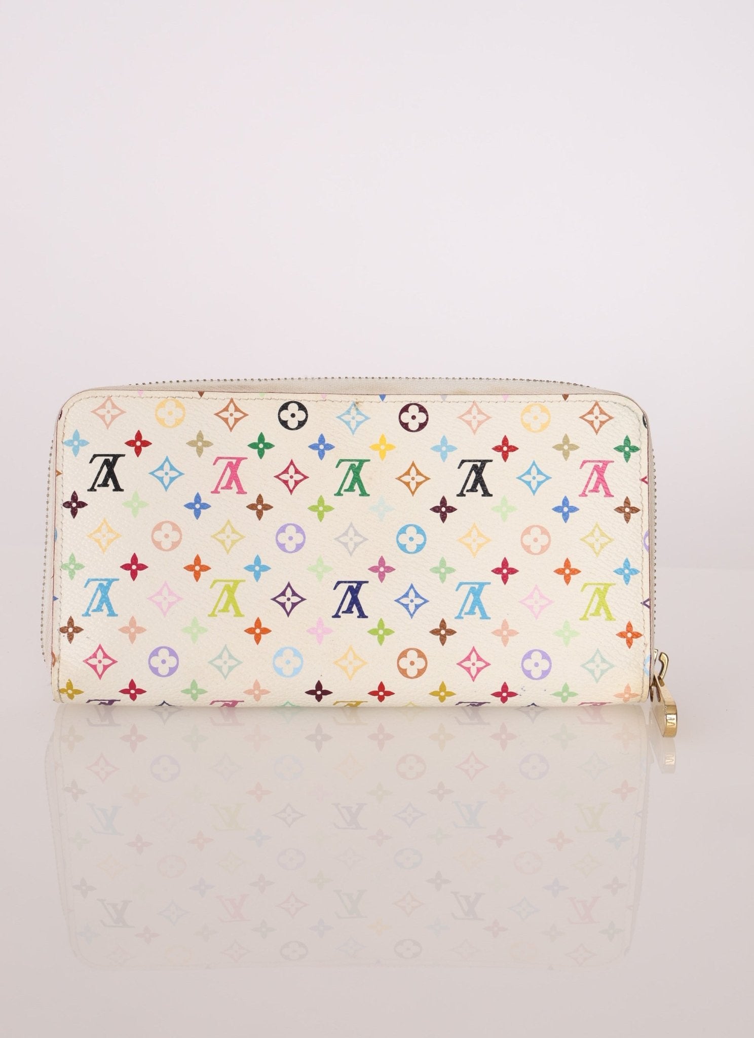 Limited Edition Louis Vuitton x Takashi Murakami Multicolor Blanc Zippy Wallet - FashioNica