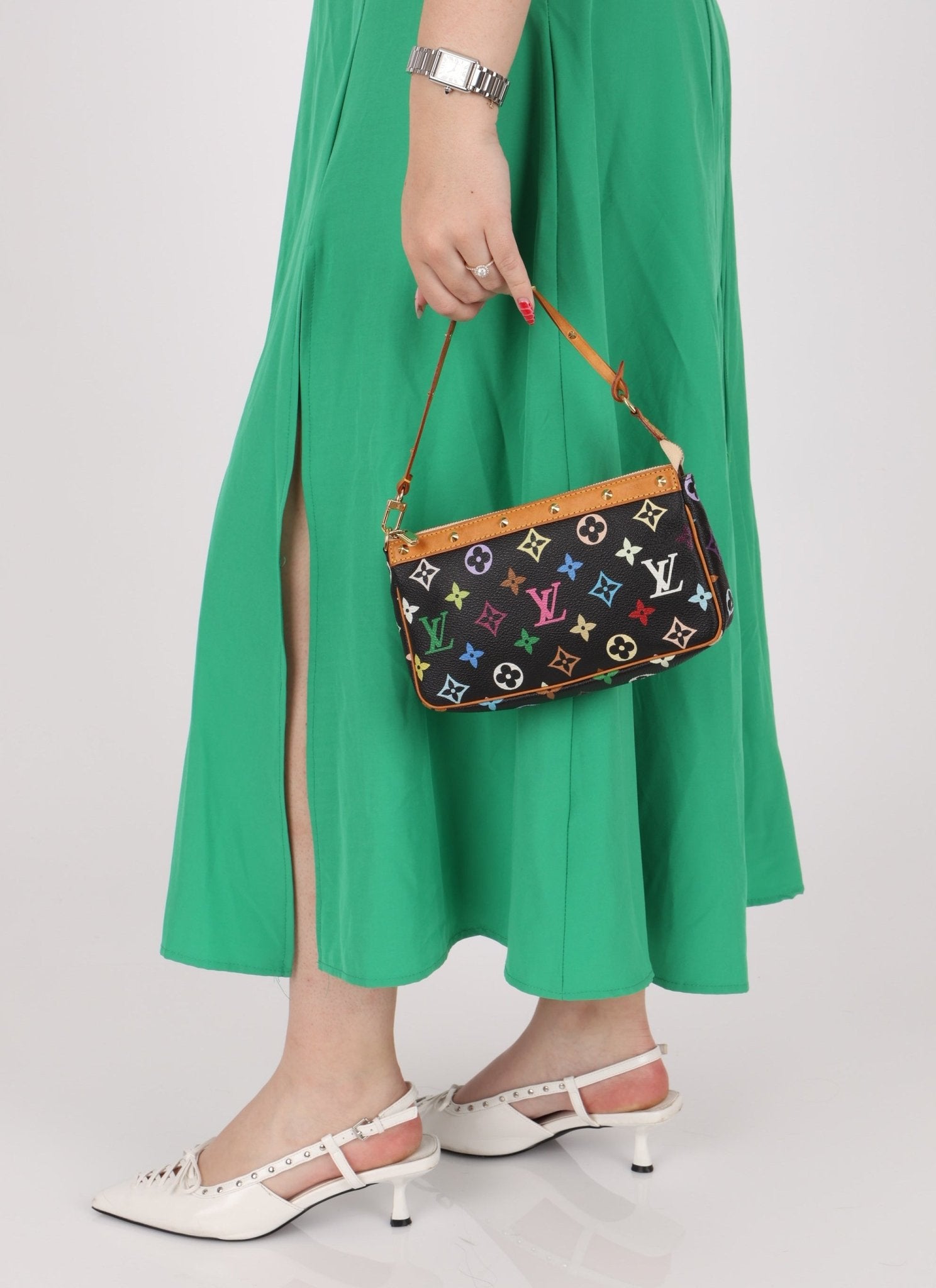 Limited Edition Louis Vuitton x Takashi Murakami Multicolor Noir Pochette - FashioNica