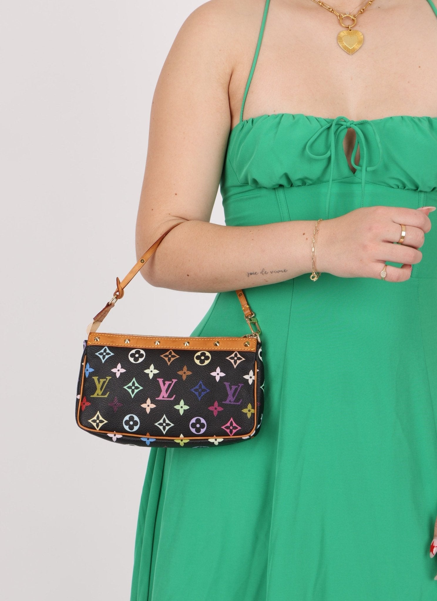 Limited Edition Louis Vuitton x Takashi Murakami Multicolor Noir Pochette - FashioNica