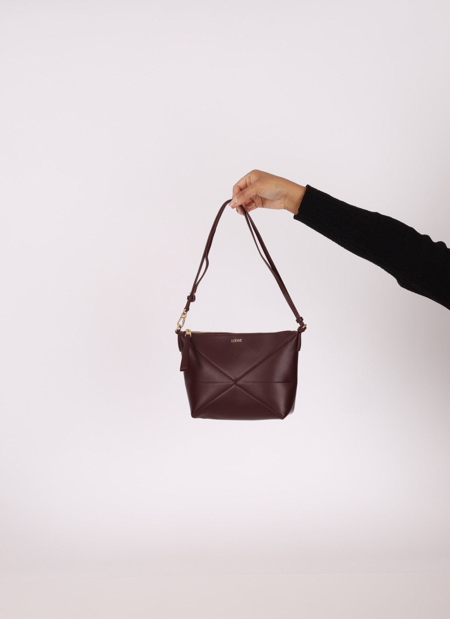 Loewe Calfskin Dark Burgundy Fold Pouch - FashioNica