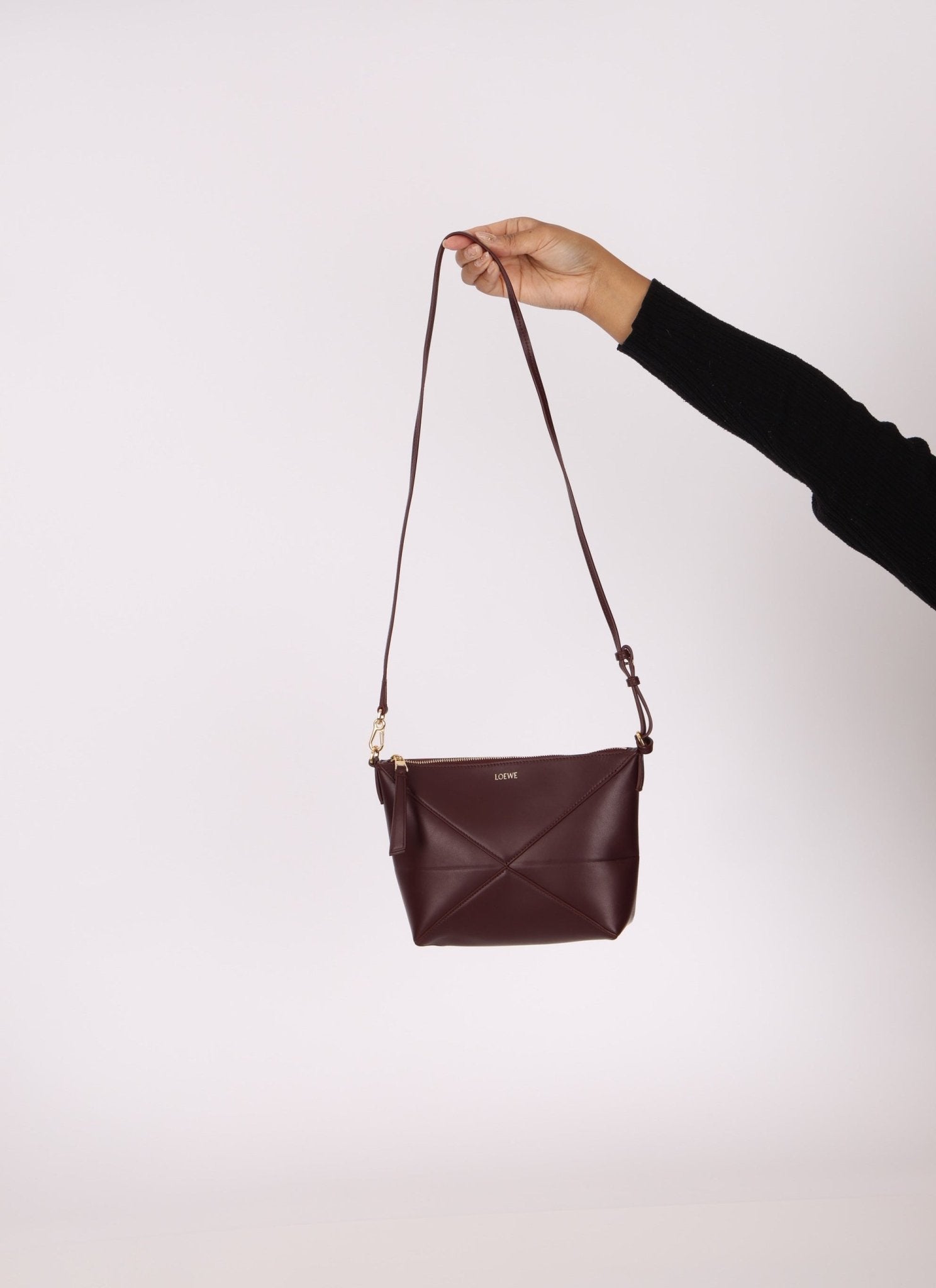 Loewe Calfskin Dark Burgundy Fold Pouch - FashioNica