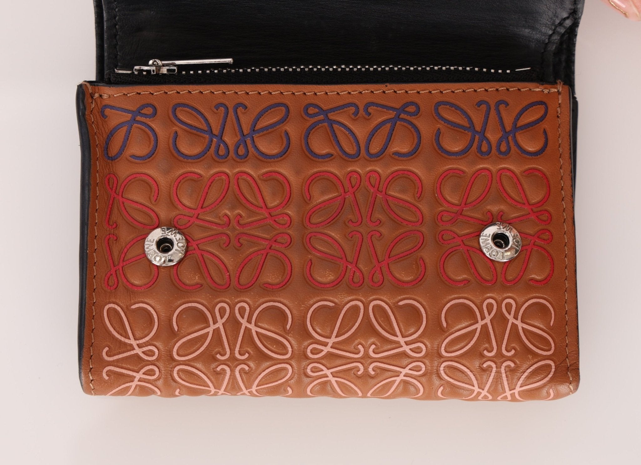 Loewe Calfskin Multicolor Anagram Trifold Wallet - FashioNica