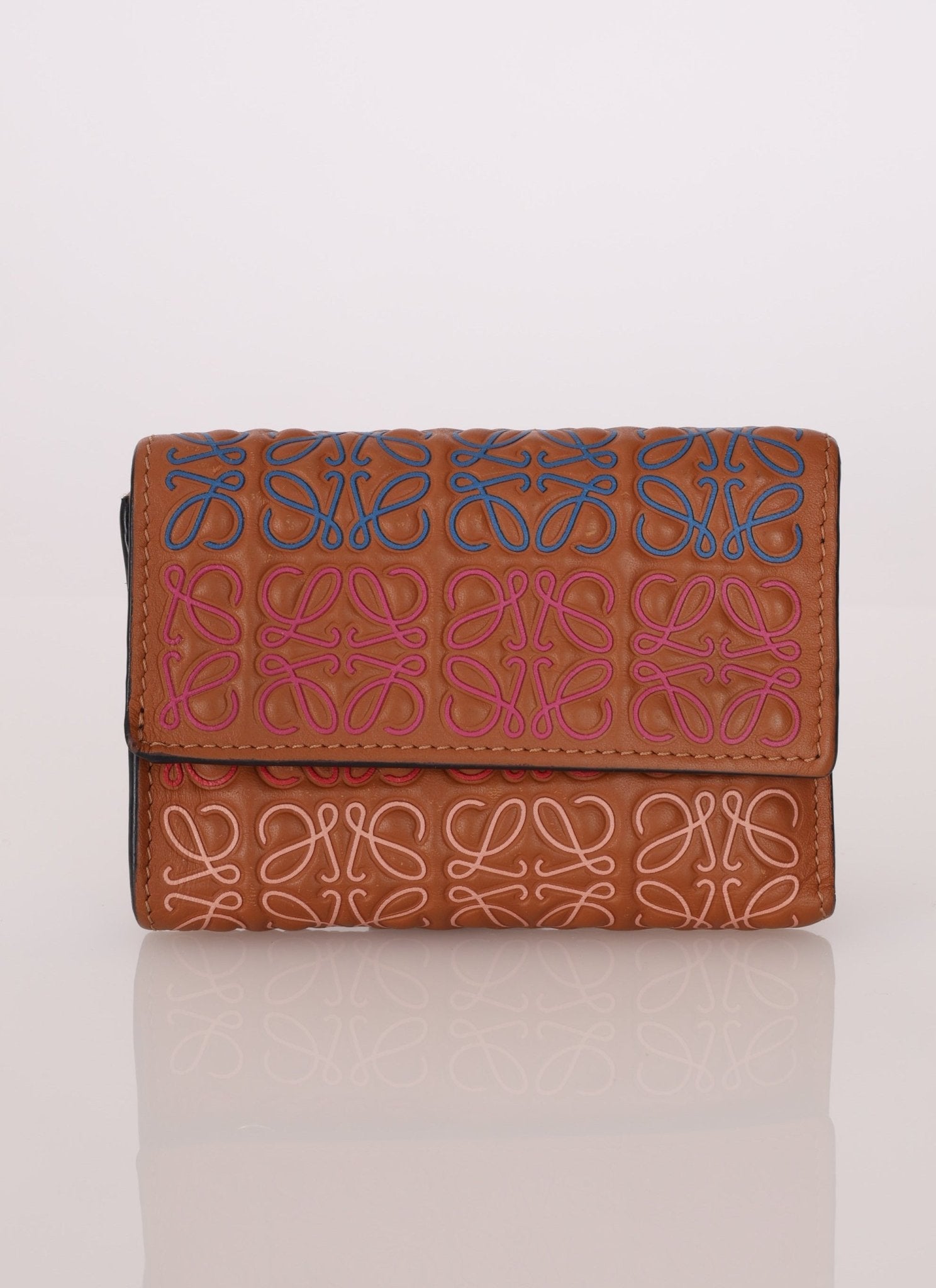 Loewe Calfskin Multicolor Anagram Trifold Wallet - FashioNica
