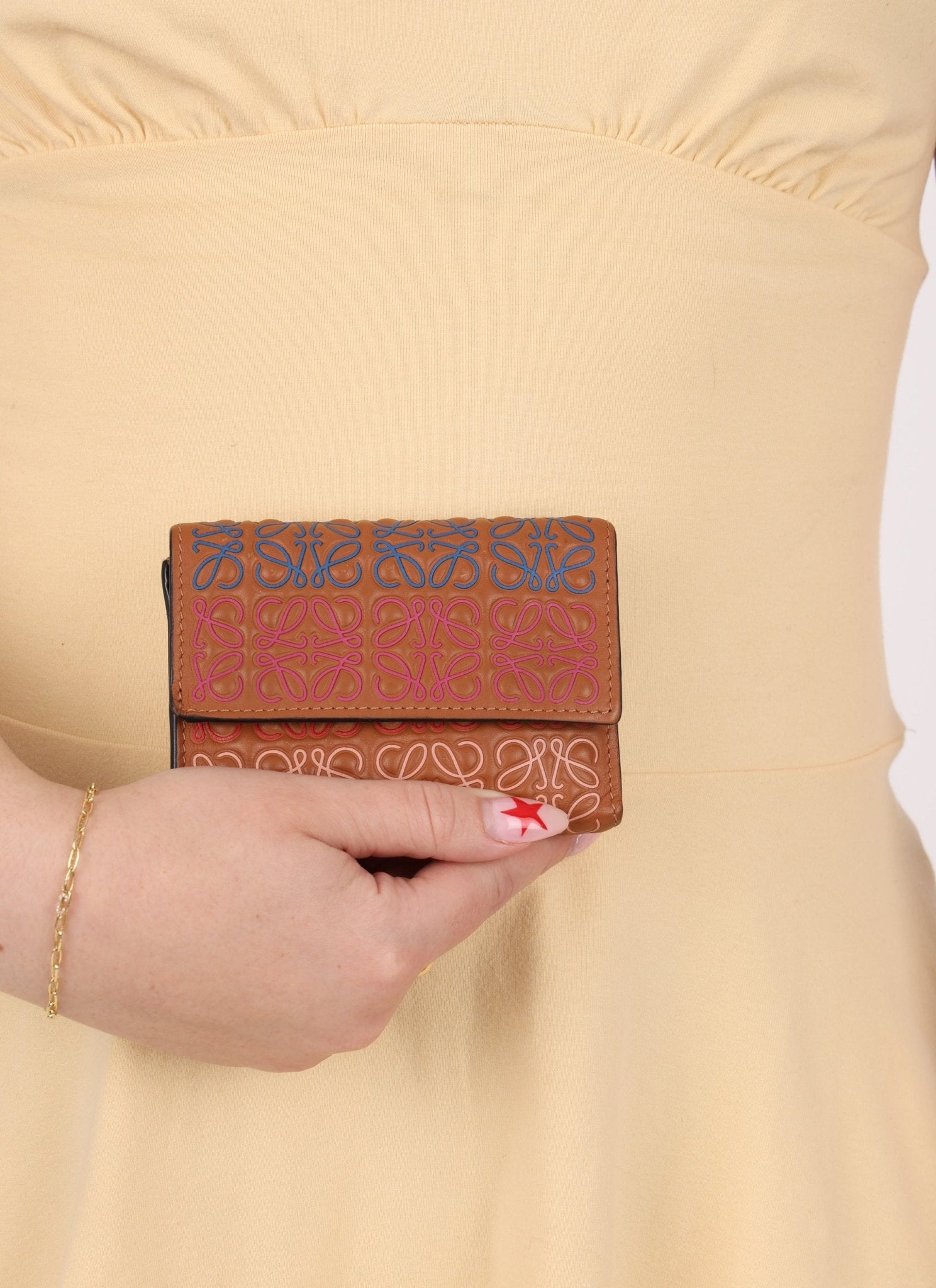 Loewe Calfskin Multicolor Anagram Trifold Wallet - FashioNica