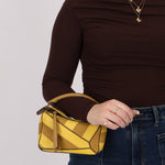 Loewe Calfskin Yellow & Ochre Striped Mini Puzzle - FashioNica