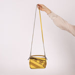 Loewe Calfskin Yellow & Ochre Striped Mini Puzzle - FashioNica