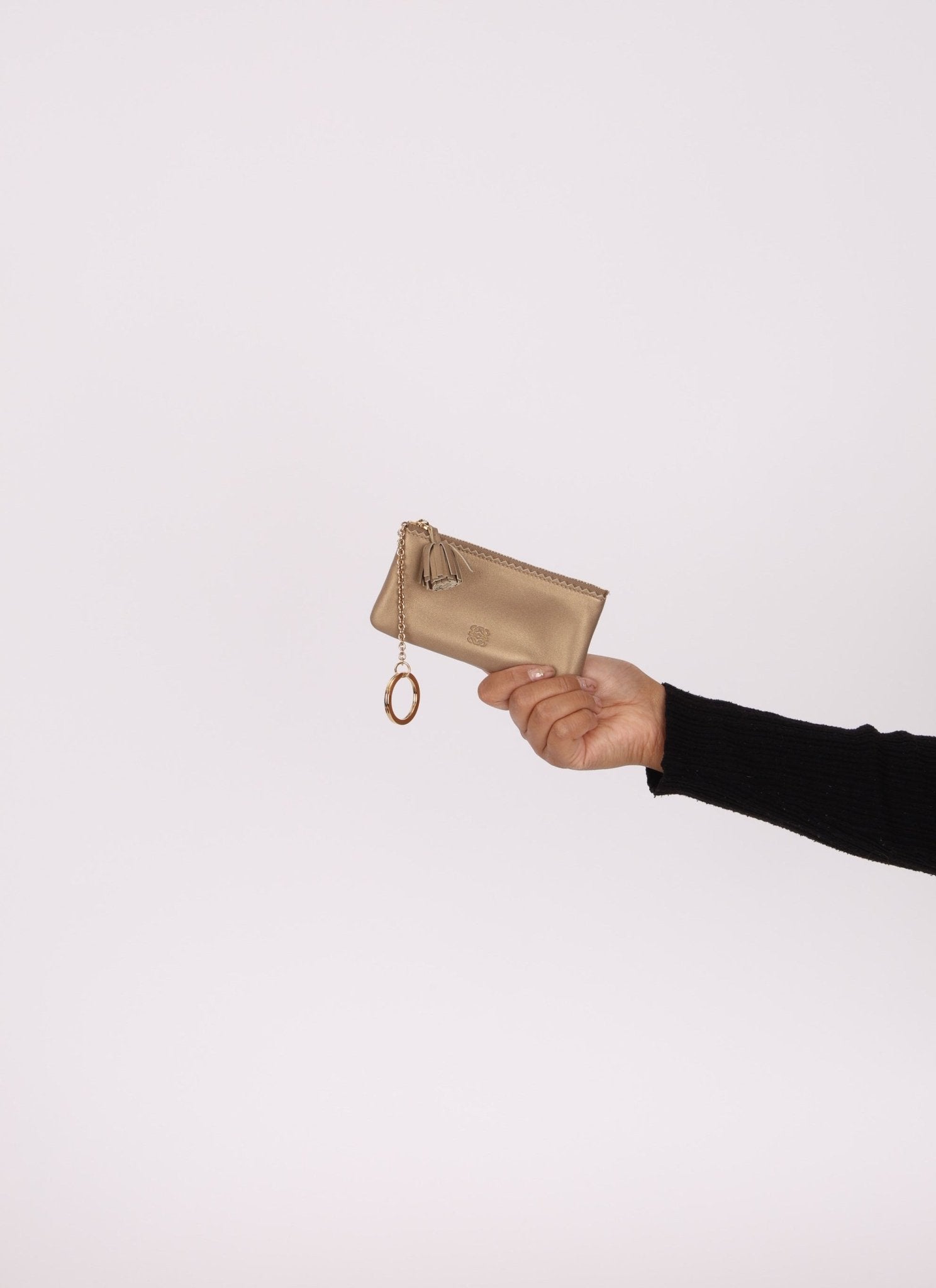 Loewe Metallic Gold Tassel Key Pouch - FashioNica