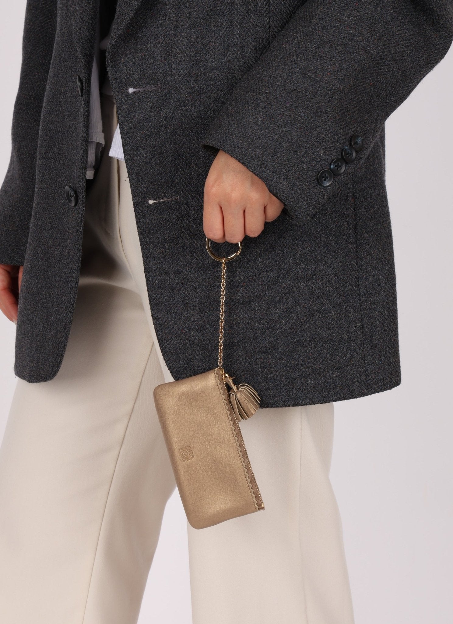 Loewe Metallic Gold Tassel Key Pouch - FashioNica