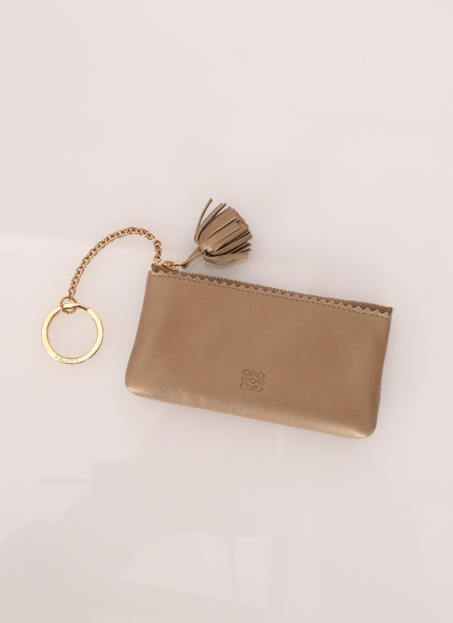 Loewe Metallic Gold Tassel Key Pouch - FashioNica
