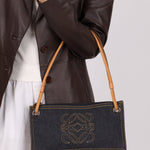 Loewe Repeat Anagram Denim Shoulder Bag - FashioNica